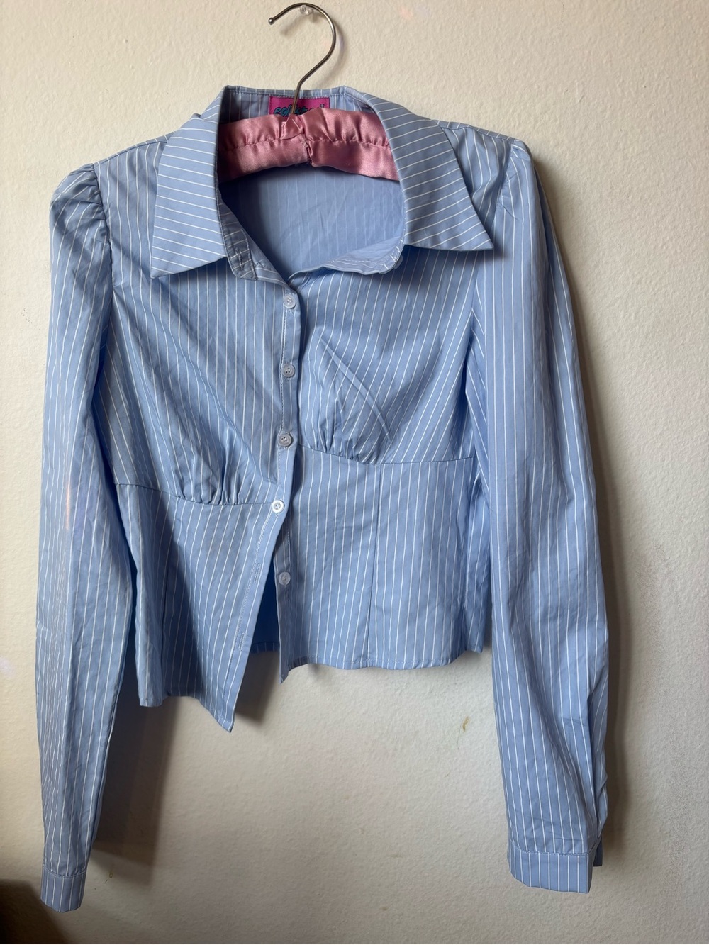 Blue and White Edikted Long Sleeve button up